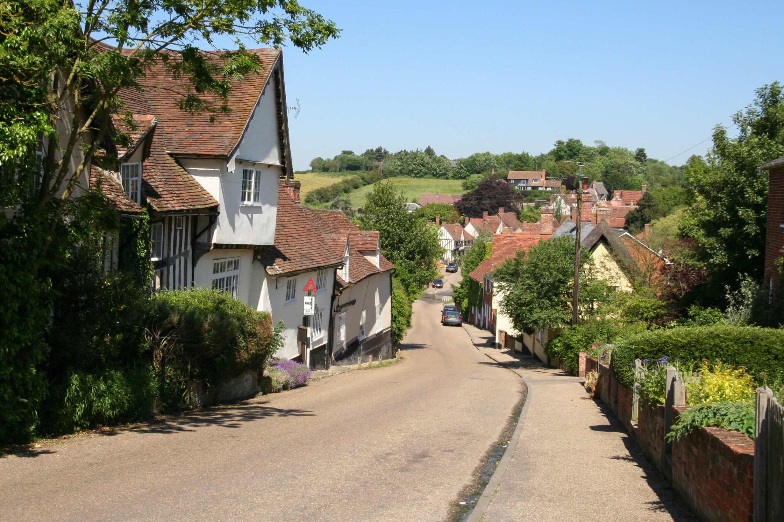Looking down the main street in Kersey, Suffolk